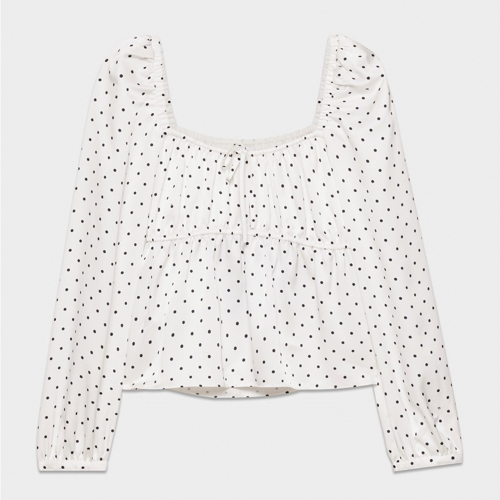 Aritzia White and Black Dot Blouse, NEW WITH TAGS